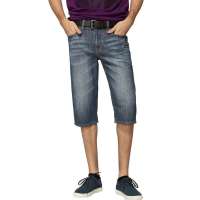 HODO红豆相思鸟男装休闲修身中腰牛仔中裤XK13316(B25浅蓝31)