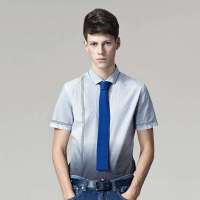 GXG 男士时尚休闲渐变短袖衬衫22123009(黑白格/S)