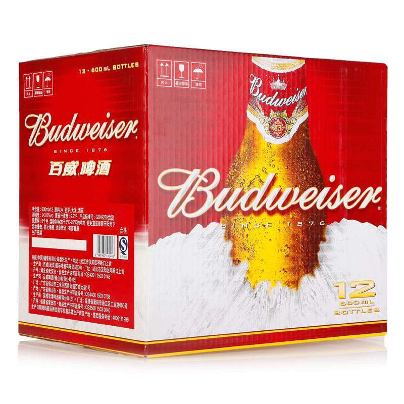 [苏宁超市]Budweiser/百威啤酒 600ml*12瓶 箱装