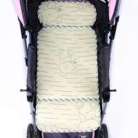 竹炭亚麻草婴儿车席绿色小熊75*35