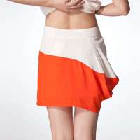 CSLR城市俪人 女装夏季上线时尚瑞丽撞色拼接不规则半裙半身裙CC4W37WK04(米杏/L)