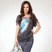 CSLR城市俪人 女装夏装新款休闲针织面料T恤宽松拼接套头衫4CA4K76KF03(深灰/S)