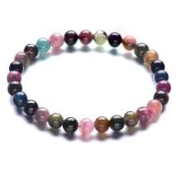 BOFIEER宝菲尔天然碧玺圆珠多彩手链约7MM (ES0157)