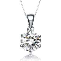 BOFIEER宝菲尔925银镀白金八心八箭1克拉瑞士方钻吊坠-送银项链(CD0030)