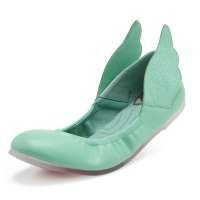 SELFTREND涉趣独家阿狸系列时尚潮流阿狸舞鞋翅膀鞋平跟单鞋W31048绿色36码