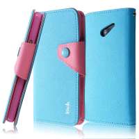 艾美克(IMAK)华为 Ascend D2 十字纹撞色皮套(蓝撞粉)