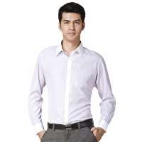 HODO红豆男装商务休闲条纹长袖衬衫ECS31003(R05粉条170/88A(39))