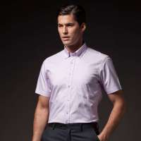 HODO红豆男装商务休闲牛津纺短袖衬衫ES1C101(P04粉色38)
