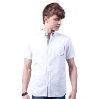 诠渡良品男式男式衬衫韩版修身短袖衬衫潮男衬衣81865(白色/XL)