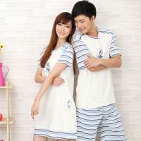 顶瓜瓜/顶呱呱春夏新品情侣(男士)全棉休闲蓝条家居服睡衣浅蓝色条纹(185)DJJMX-T3011