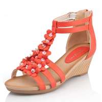 Josiny卓诗尼凉鞋坡跟132234010红36