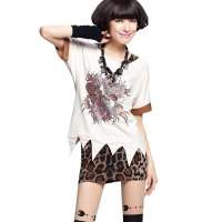 七格格 女装新款宽松圆领时尚印花短袖T恤女款22A1223（米黄色/M）