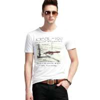ATOPI男装全棉圆领灵感短袖印花T恤11078(白色/S)