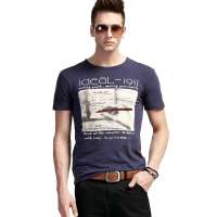 ATOPI男装全棉圆领灵感短袖印花T恤11078(紫青/L)