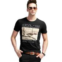 ATOPI男装全棉圆领灵感短袖印花T恤11078(黑色/XL)