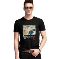 ATOPI男装全棉圆领航海图短袖印花T恤11085(黑色/L)