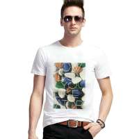 ATOPI男装全棉圆领鹅卵石短袖印花T恤11086(白色/XL)