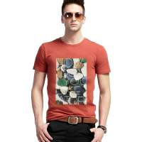 ATOPI男装全棉圆领鹅卵石短袖印花T恤11086(杏红/S)