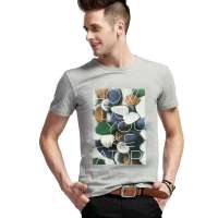 ATOPI男装全棉圆领鹅卵石短袖印花T恤11086(麻灰/S)