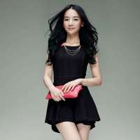 唐狮 女式 女素色连体裙裤613223095402(黑色M)