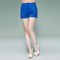 唐狮 女式 女装饰木耳边休闲短裤613222091405(靛蓝27)