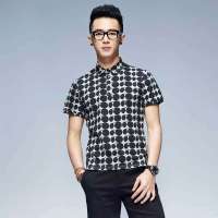 唐狮 男式 男时尚波普印花短袖POLO衫613211026414(浅麻灰M)