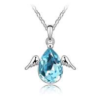 Fedora斐达罗奥地利水晶项链 爱心天使水晶吊坠海蓝DS301001B2