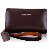 Hautton/皓顿 男士手抓包 牛皮手拿包 休闲商务手包 手包多卡位 SZB19 咖色