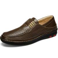 CAMEL/骆驼男 牛皮冲孔透气男鞋82004602卡其42