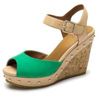 CAMEL/骆驼女 厚底坡跟铆钉潮鞋81013605绿色35