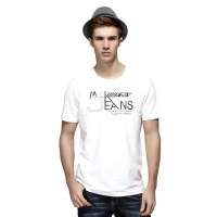 红豆相思鸟男装时尚休闲印花圆领短袖T恤XT13911(W01白色180/96A)