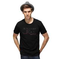 红豆相思鸟男装时尚休闲印花圆领短袖T恤XT13911(S10黑色175/92A)