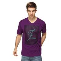红豆相思鸟男装时尚休闲印花V领短袖T恤XT13908(P09紫色165/84A)