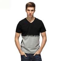 红豆相思鸟男装时尚休闲V领短袖T恤XT13905(S10黑色185/100A)