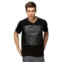 红豆相思鸟男装时尚休闲V领短袖T恤XT13903(S10黑色170/88A)