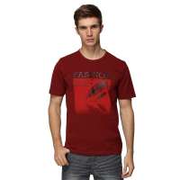 红豆相思鸟男装时尚休闲圆领短袖T恤XT13909(R25暗红175/92A)