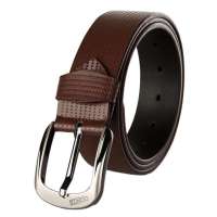 Hodo红豆皮具新款男真皮针孔压花针扣腰带皮带E3DB2029棕色