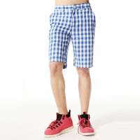唐狮 男式 男休闲色织格子短裤111211092403(海军蓝31)
