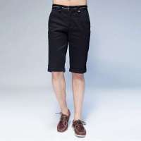 唐狮 男式 男腰里衬织带休闲中裤613212092407(黑色33)