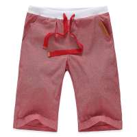 笛凡/DF 男士休闲短裤时尚纯色款中裤XD8606(酒红色/XXL)