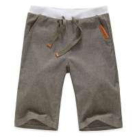 笛凡/DF 男士休闲短裤时尚纯色款中裤XD8606(麻灰色/L)