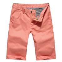 笛凡/DF 男士多色可选纯色休闲薄款短裤XD03(粉红色/30)