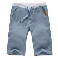 笛凡/DF 男士休闲短裤时尚纯色款中裤XD8606(蓝色/XXL)