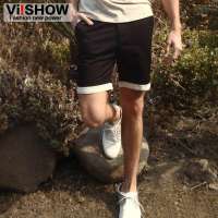 viishow 欧美风休闲纯色男短裤休闲裤KD037(黑色/31)