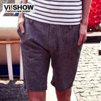 viishow 欧美风潮男休闲口袋装饰男士短裤KD015(灰色/30)