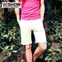 viishow 欧美风直筒口袋装饰潮男士短裤KD034(浅拧黄/29)