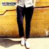 viishow 时尚口袋休闲男士休闲裤直筒裤潮裤KC052(黑色/L)
