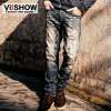 viishow 破洞牛仔裤 男式修身水洗潮男长裤NC015(蓝色/30)