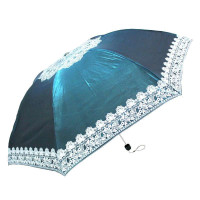 天堂3336E蕾丝谍影变色闪光黑胶布三折晴雨伞宝兰