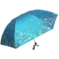 天堂307E雪花风月黑涤彩胶三折晴雨伞灰兰